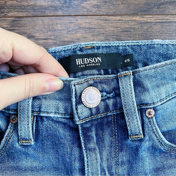 HUDSON • Holly High Rise Straight Crop Jeans distressed raw hem Try Me wash - Picture 3 of 7